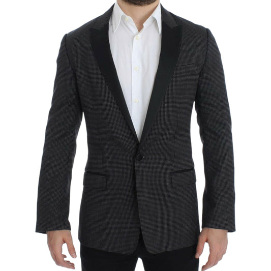 Dolce & Gabbana Dark Gray Wool Silk Slim MARTINI Jacket Blazer
