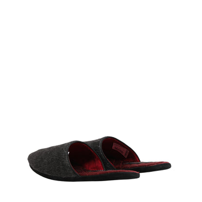 Dolce & Gabbana Dark Grey Charcoal Wool Red Slippers Shoes