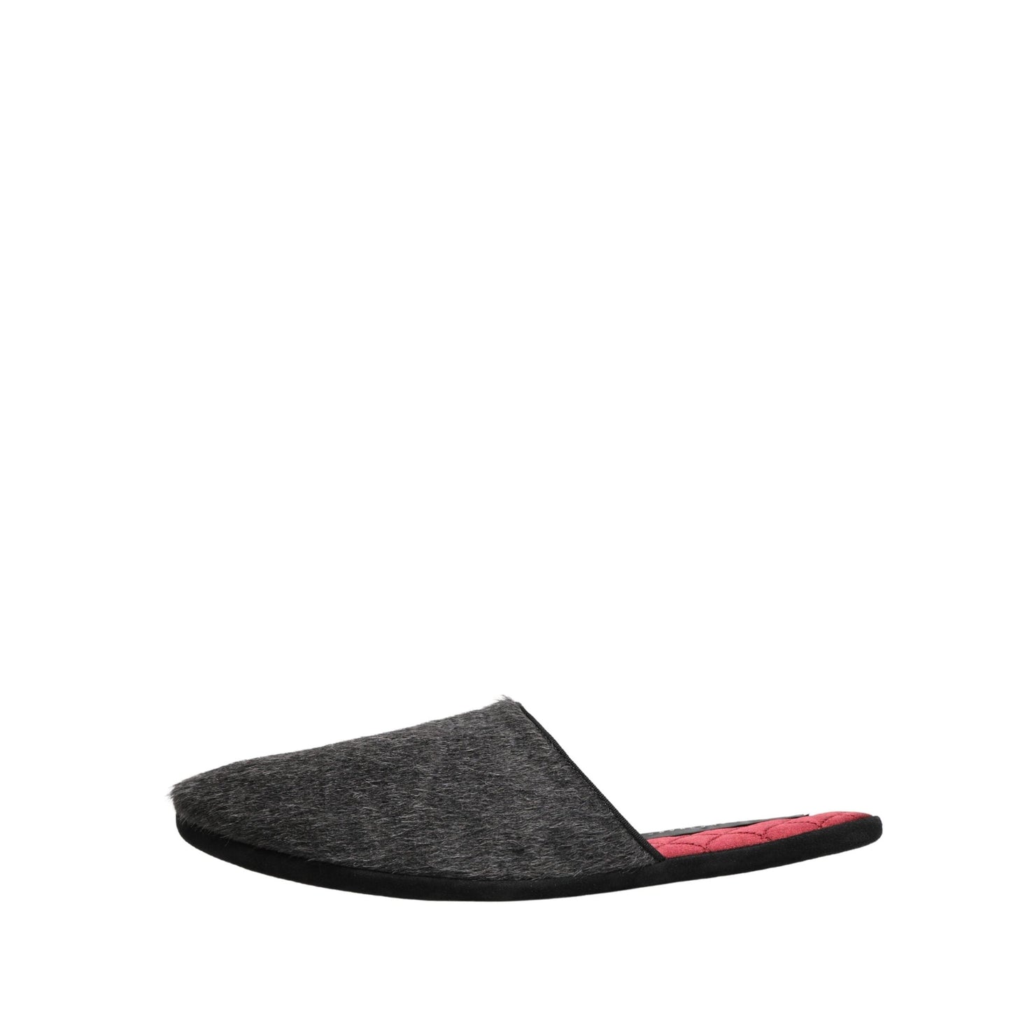 Dolce & Gabbana Dark Grey Charcoal Wool Red Slippers Shoes