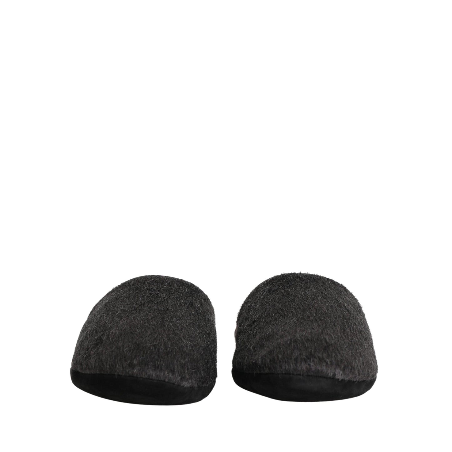 Dolce & Gabbana Dark Grey Charcoal Wool Red Slippers Shoes
