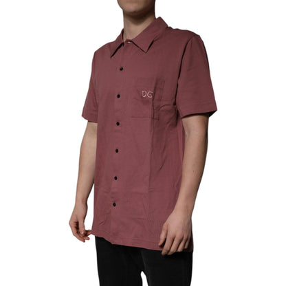 Dolce & Gabbana Dark Pink Button Down Casual Polo Men Shirt