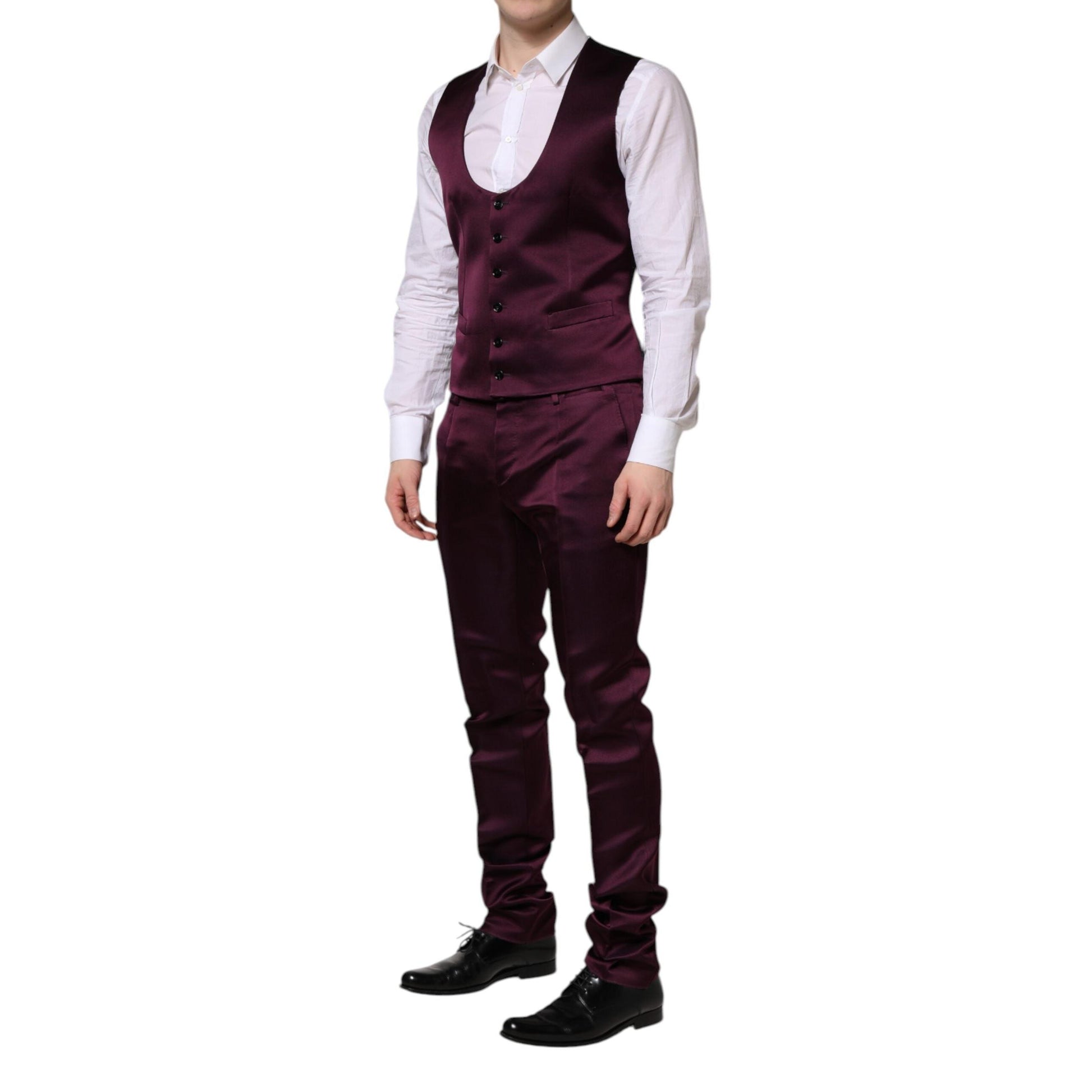 Dolce & Gabbana Dark Purple Silk 3Piece Single Breasted Suit