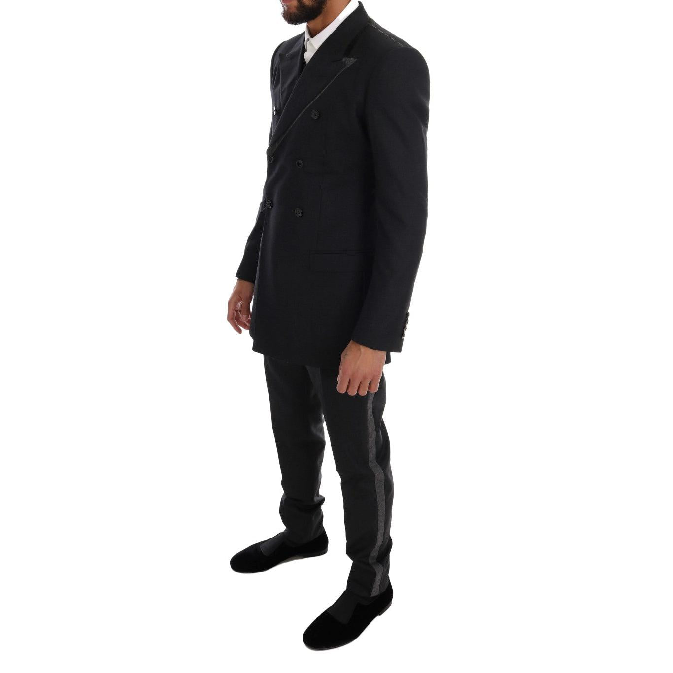Dolce & Gabbana Elegant Gray Double Breasted Wool Suit