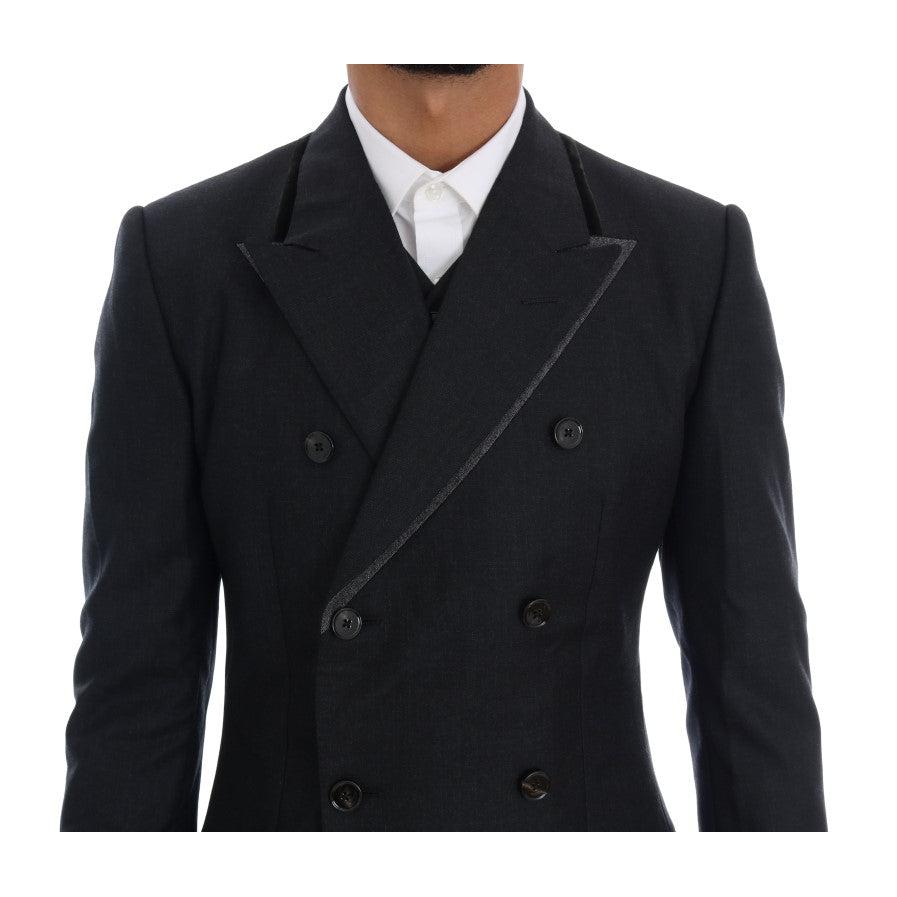 Dolce & Gabbana Elegant Gray Double Breasted Wool Suit