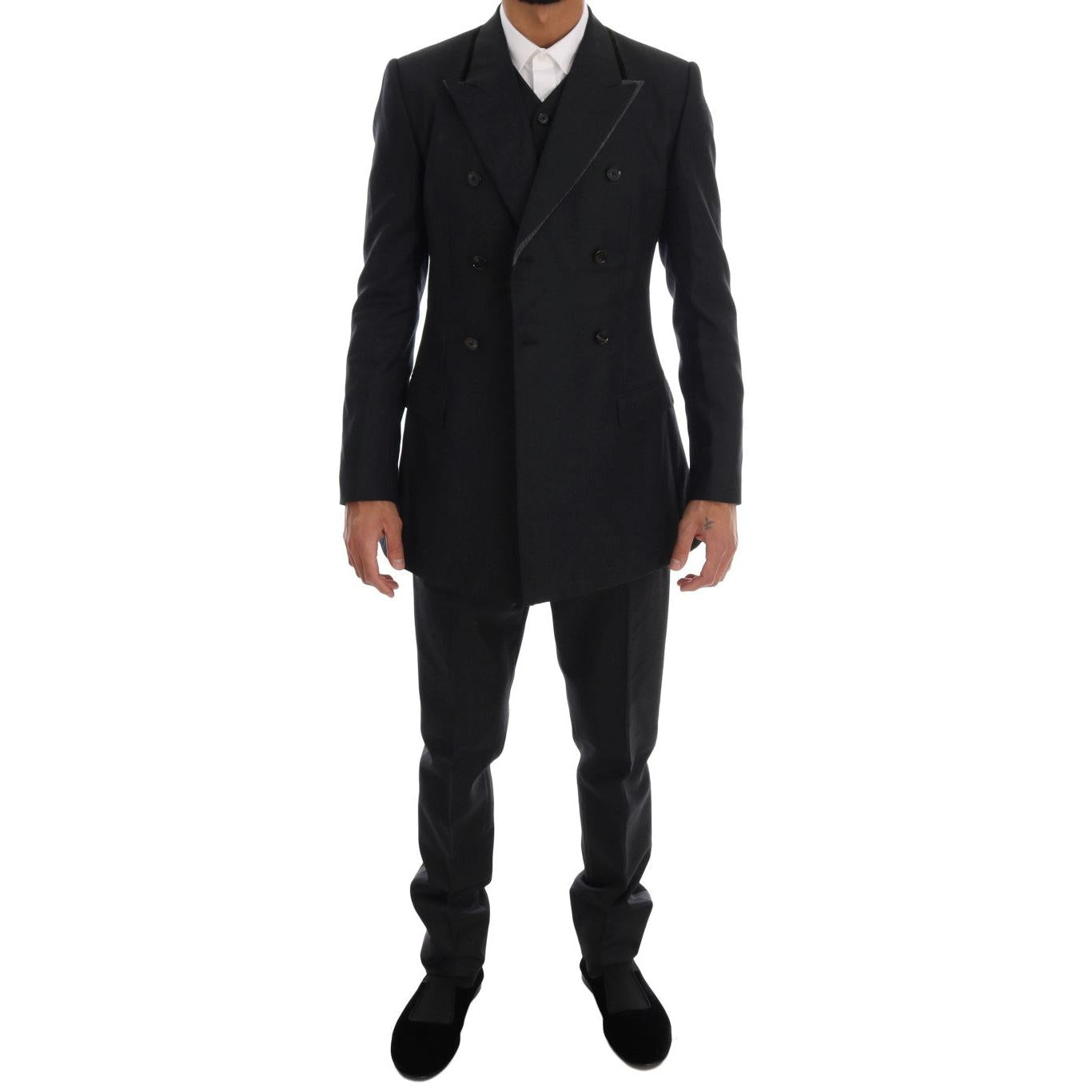 Dolce & Gabbana Elegant Gray Double Breasted Wool Suit