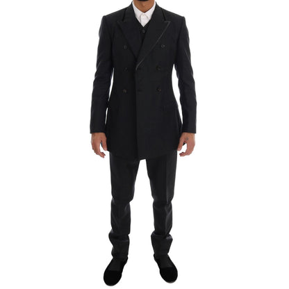 Dolce & Gabbana Elegant Gray Double Breasted Wool Suit