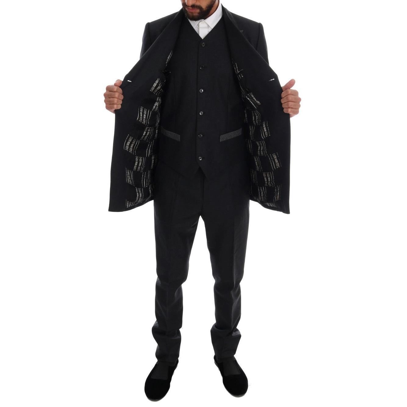 Dolce & Gabbana Elegant Gray Double Breasted Wool Suit