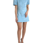 Dolce & Gabbana Elegant Sky-Blå Floral Jacquard Mini Dress-Modeoutlet