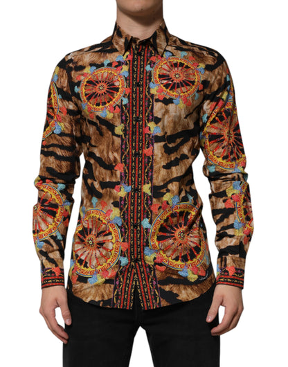 Dolce & Gabbana GOLD Cotton Tiger Carretto Long Sleeve Shirt