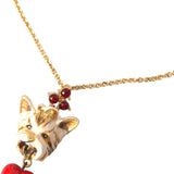 Dolce & Gabbana Gold Brass Chain Dog Heart Pendant Charm Necklace-Modeoutlet