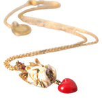 Dolce & Gabbana Gold Brass Chain Dog Heart Pendant Charm Necklace-Modeoutlet