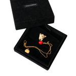 Dolce & Gabbana Gold Brass Chain Dog Heart Pendant Charm Necklace-Modeoutlet