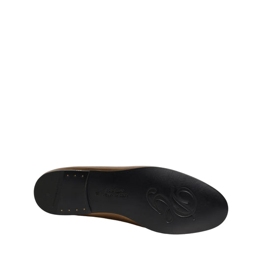 Dolce & Gabbana Gold Leather DG Logo Slip On Men Loafers Shoes
