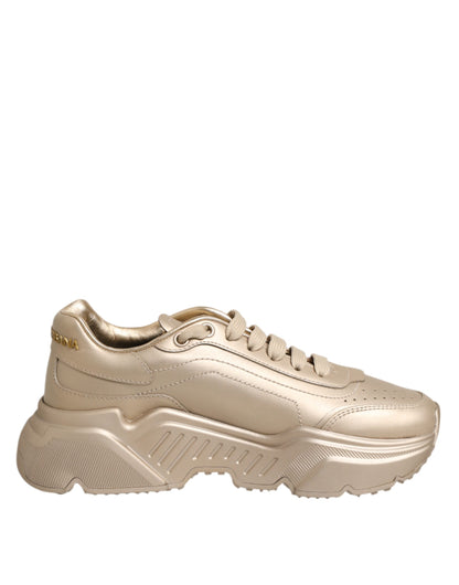 Dolce & Gabbana Gold Leather Daymaster Women Sneakers Shoes