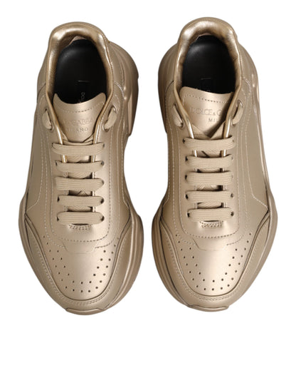 Dolce & Gabbana Gold Leather Daymaster Women Sneakers Shoes