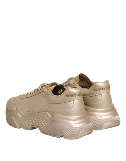 Dolce & Gabbana Gold Leather Daymaster Women Sneakers Shoes