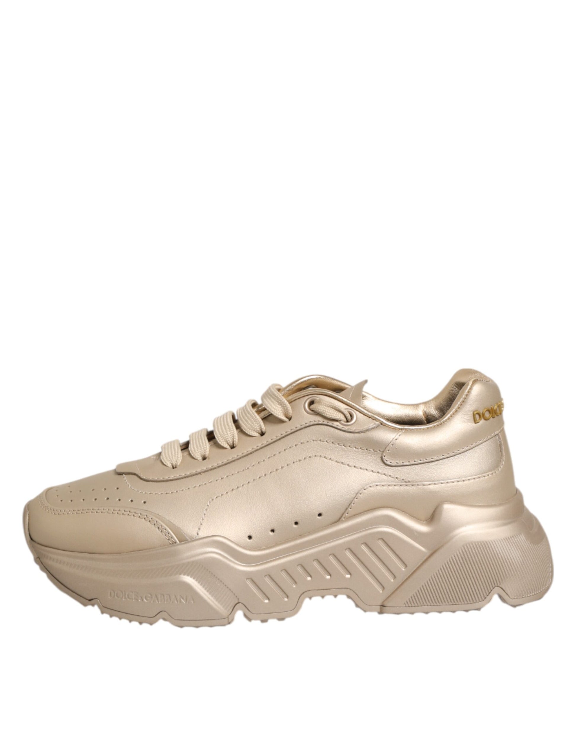 Dolce & Gabbana Gold Leather Daymaster Women Sneakers Shoes