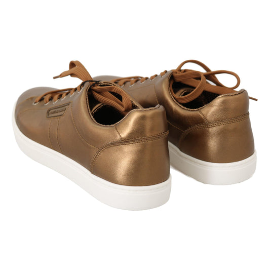 Dolce & Gabbana Gold Leather Mens Casual Sneakers