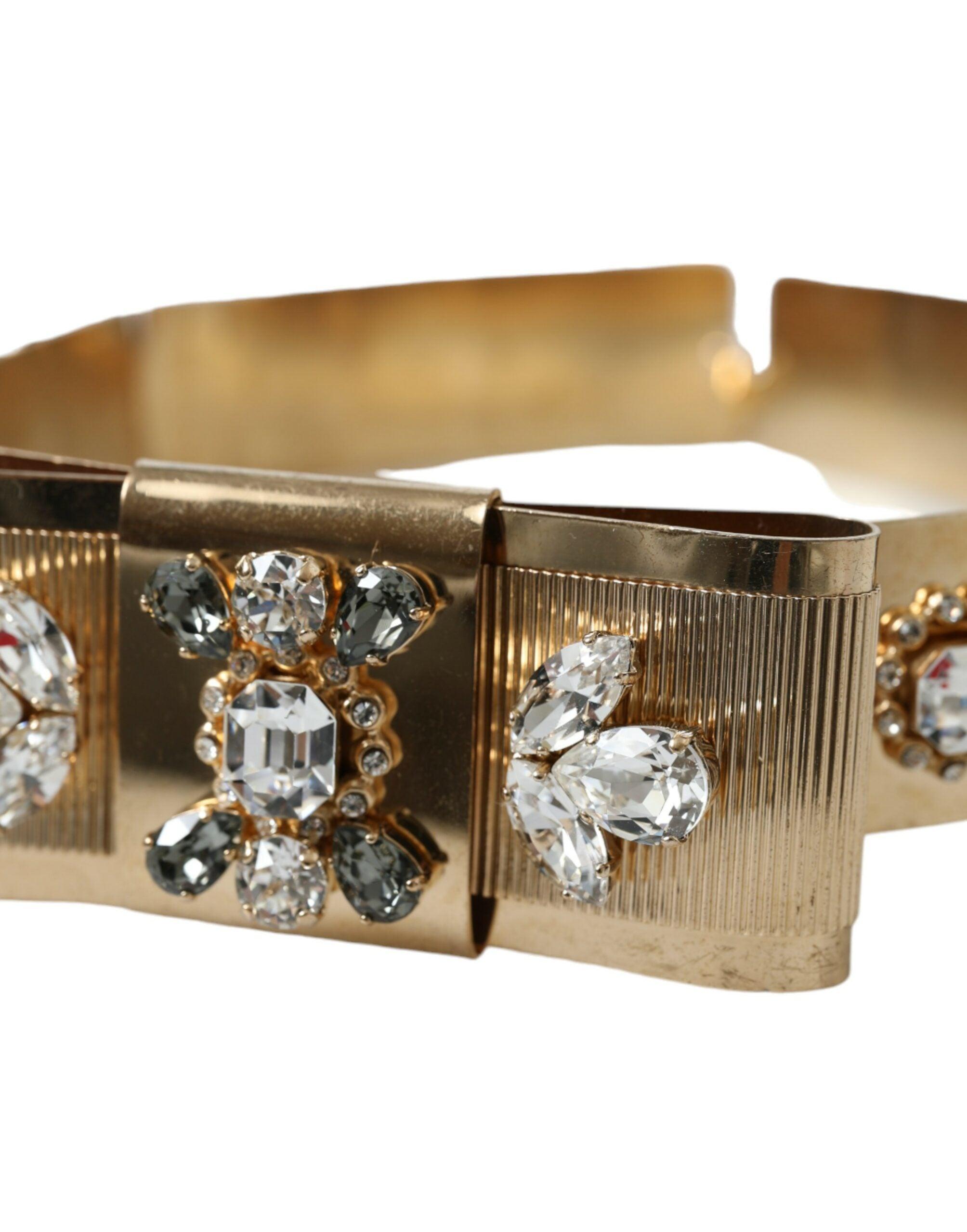 Dolce & Gabbana Gold-Tone Crystal Embellished Waist Belt-Modeoutlet