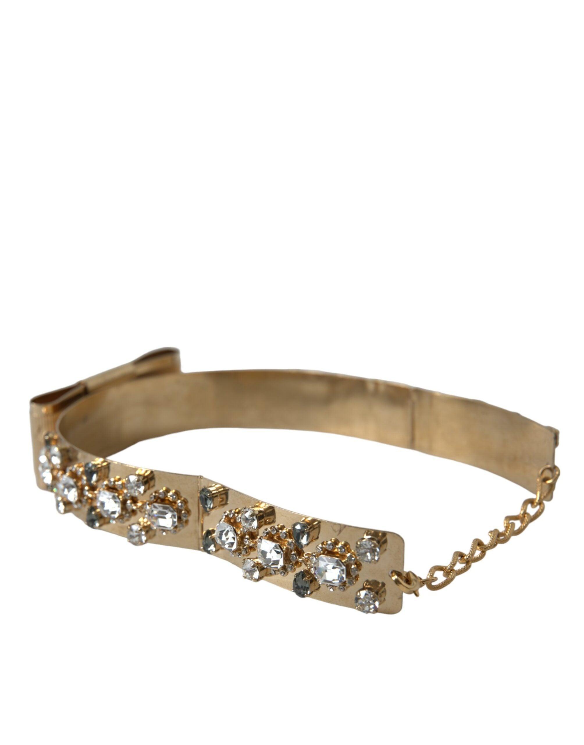 Dolce & Gabbana Gold-Tone Crystal Embellished Waist Belt-Modeoutlet