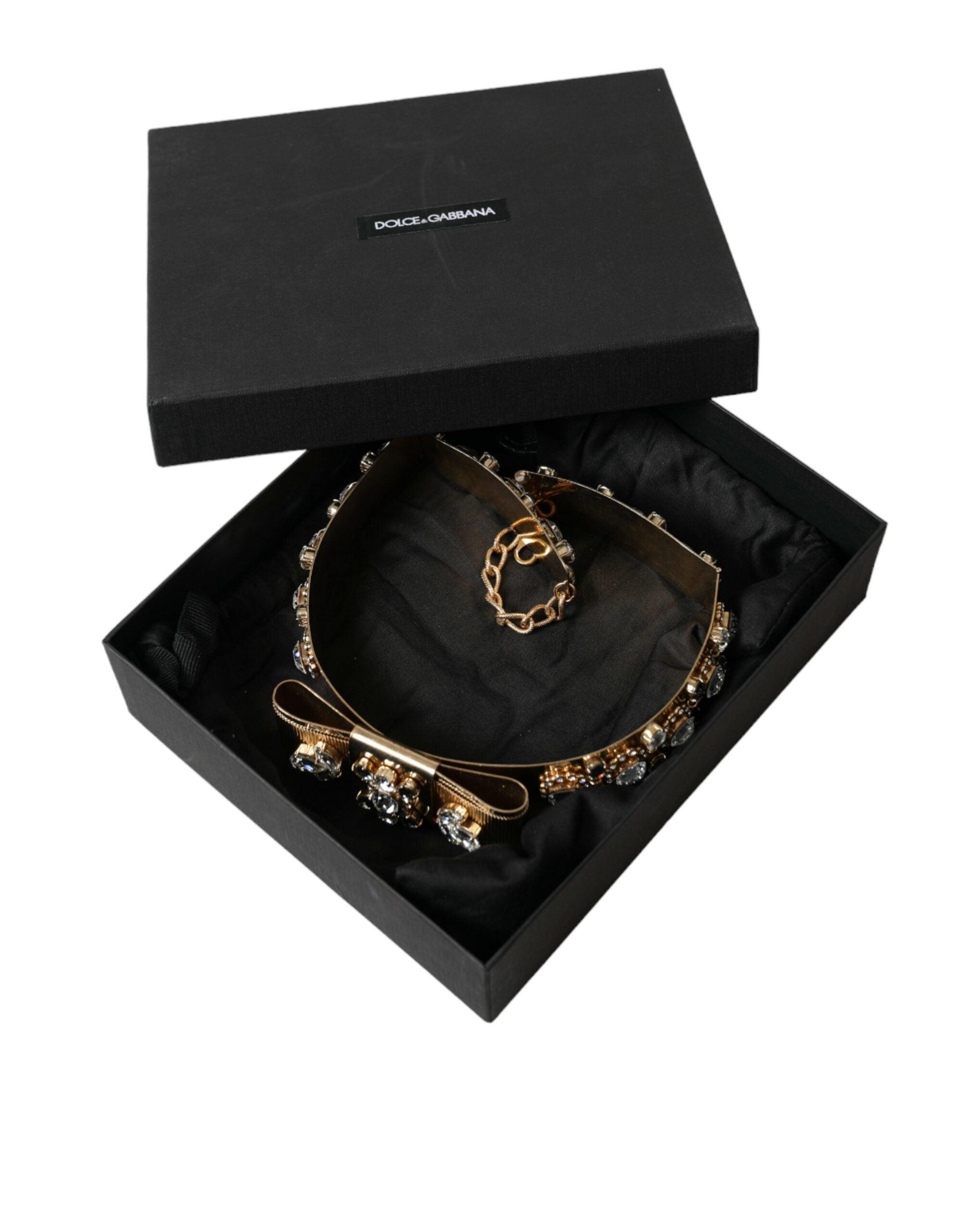 Dolce & Gabbana Gold-Tone Crystal Embellished Waist Belt-Modeoutlet