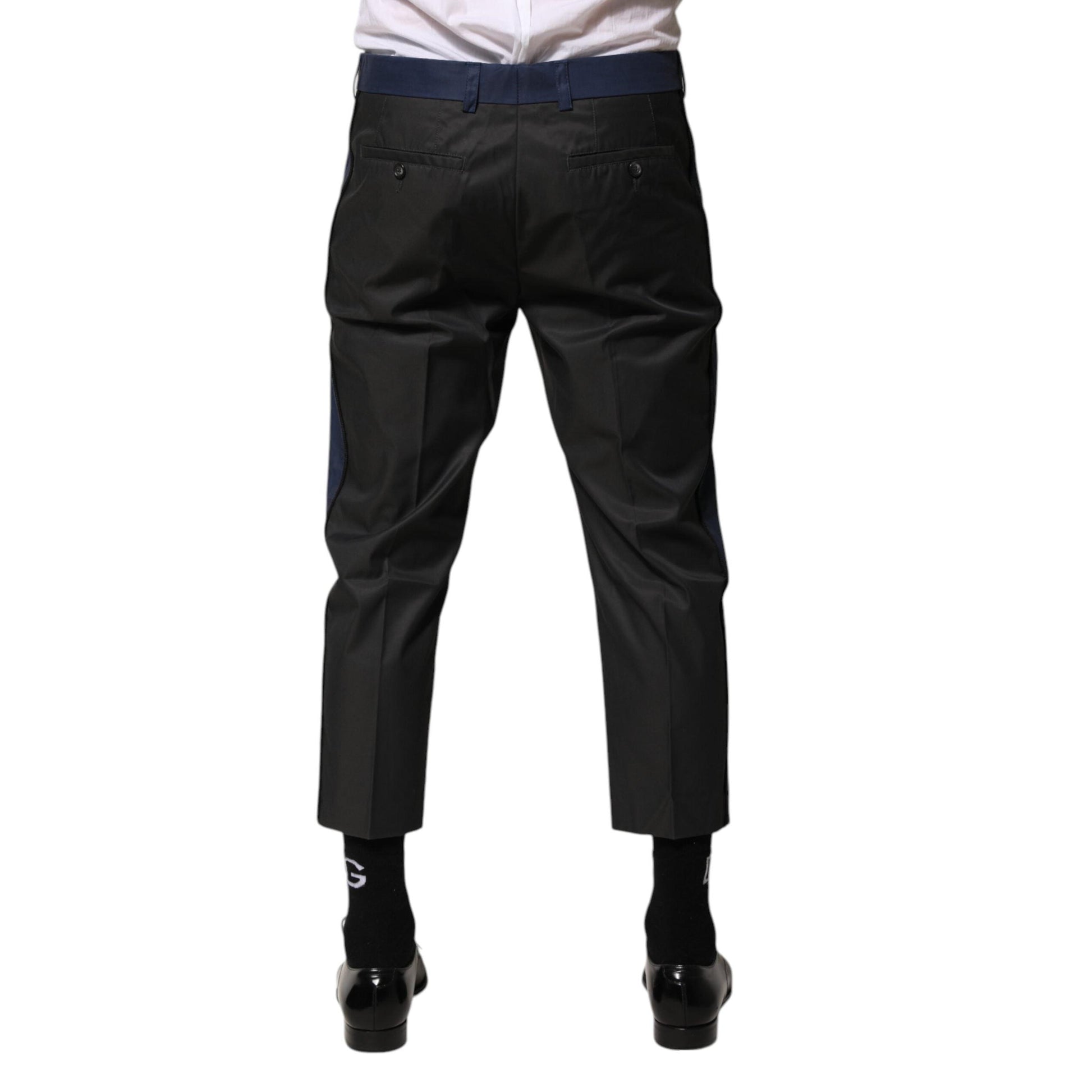 Dolce & Gabbana Gray Blue Cotton 3/4 Chinos Crop Trouser Pants