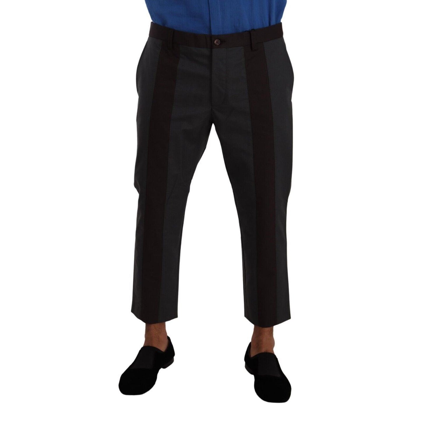 Dolce & Gabbana Gray Bordeaux Striped Cropped Trouser Pants