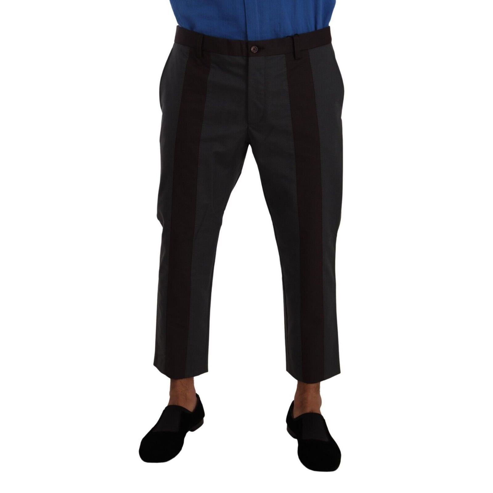 Dolce & Gabbana Gray Bordeaux Striped Cropped Trouser Pants