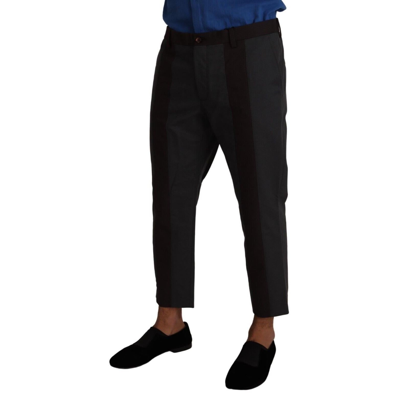 Dolce & Gabbana Gray Bordeaux Striped Cropped Trouser Pants