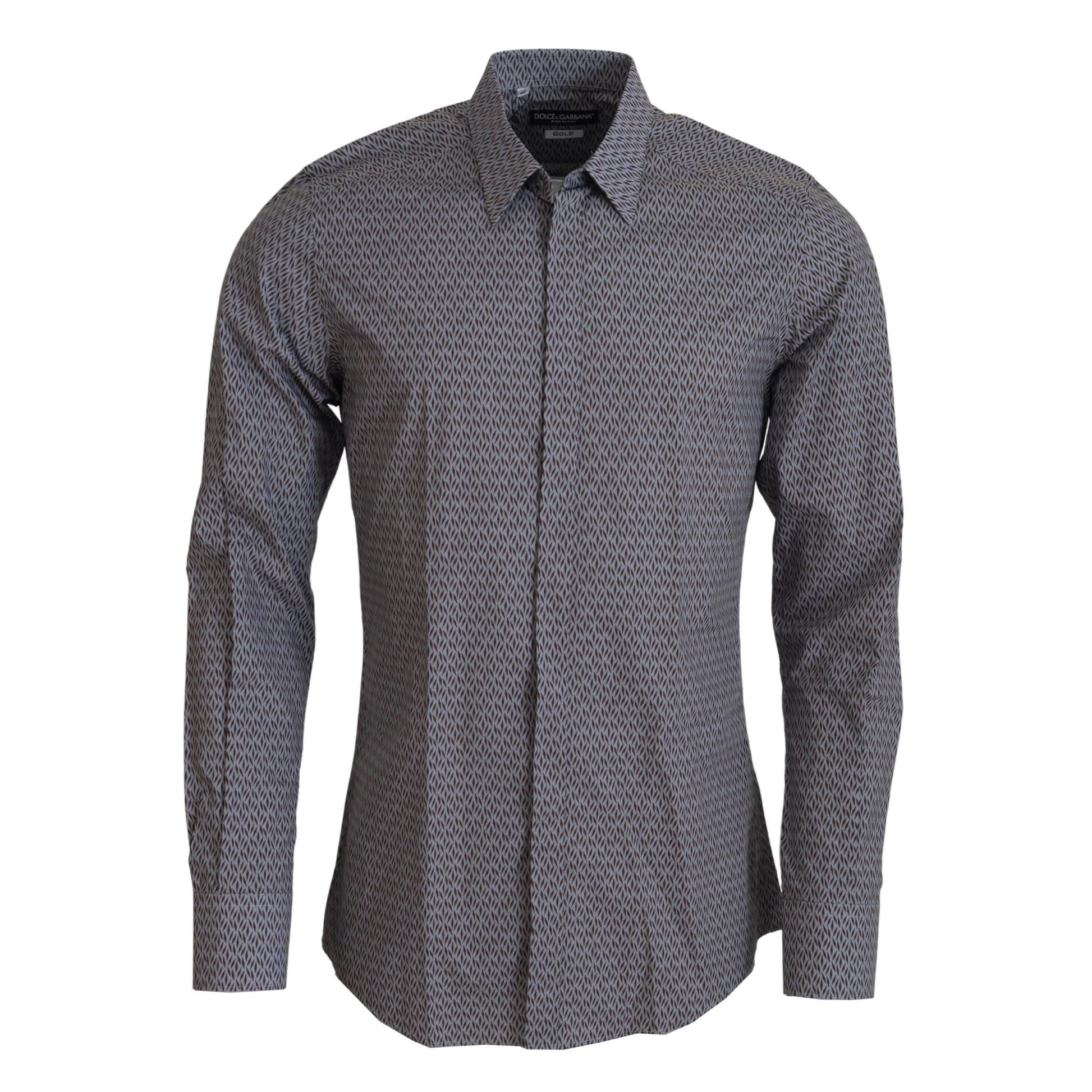 Dolce & Gabbana Gray Brown GOLD Slim Fit Dress Formal Shirt