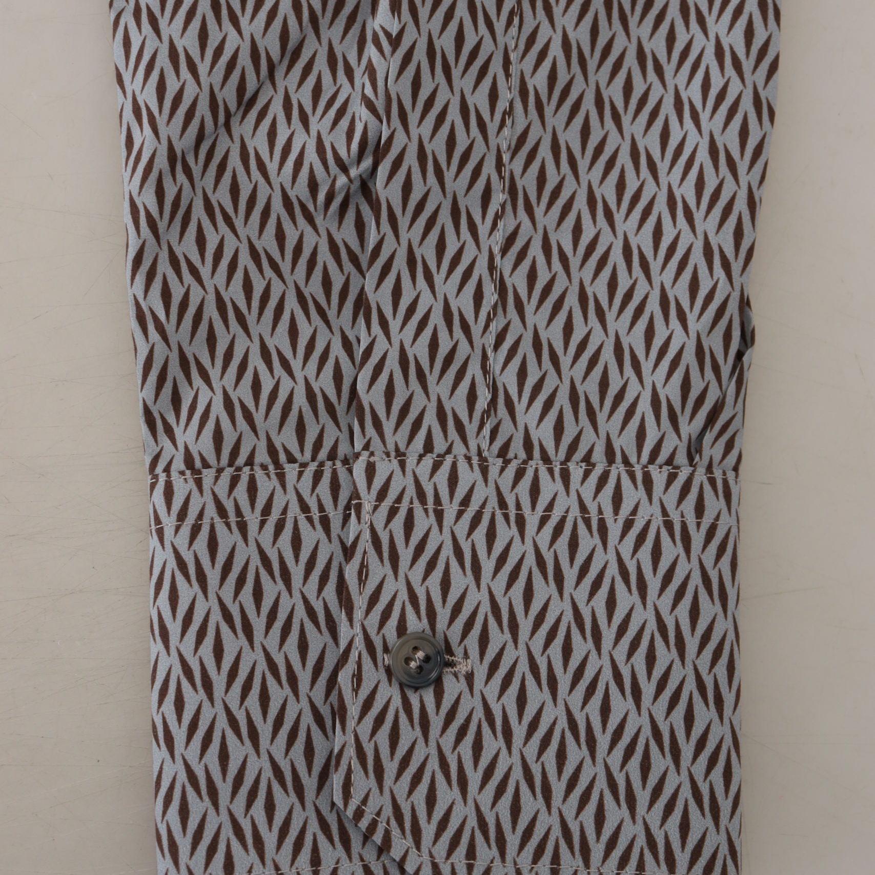 Dolce & Gabbana Gray Brown GOLD Slim Fit Dress Formal Shirt
