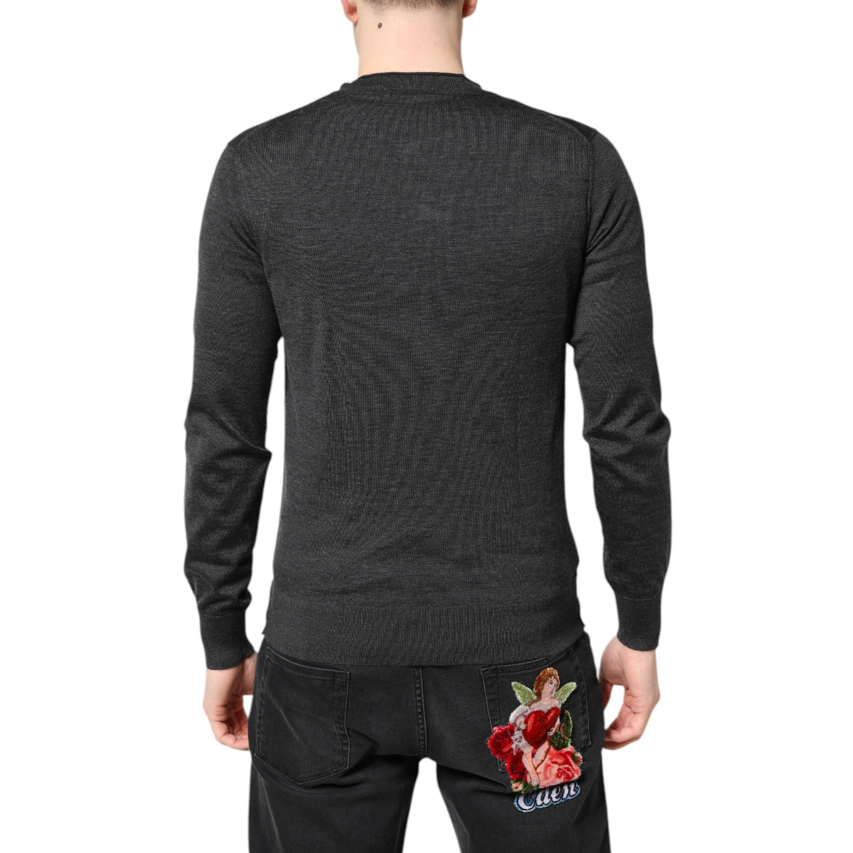 Dolce & Gabbana Gray Cashmere Men's Embroidered Sweater