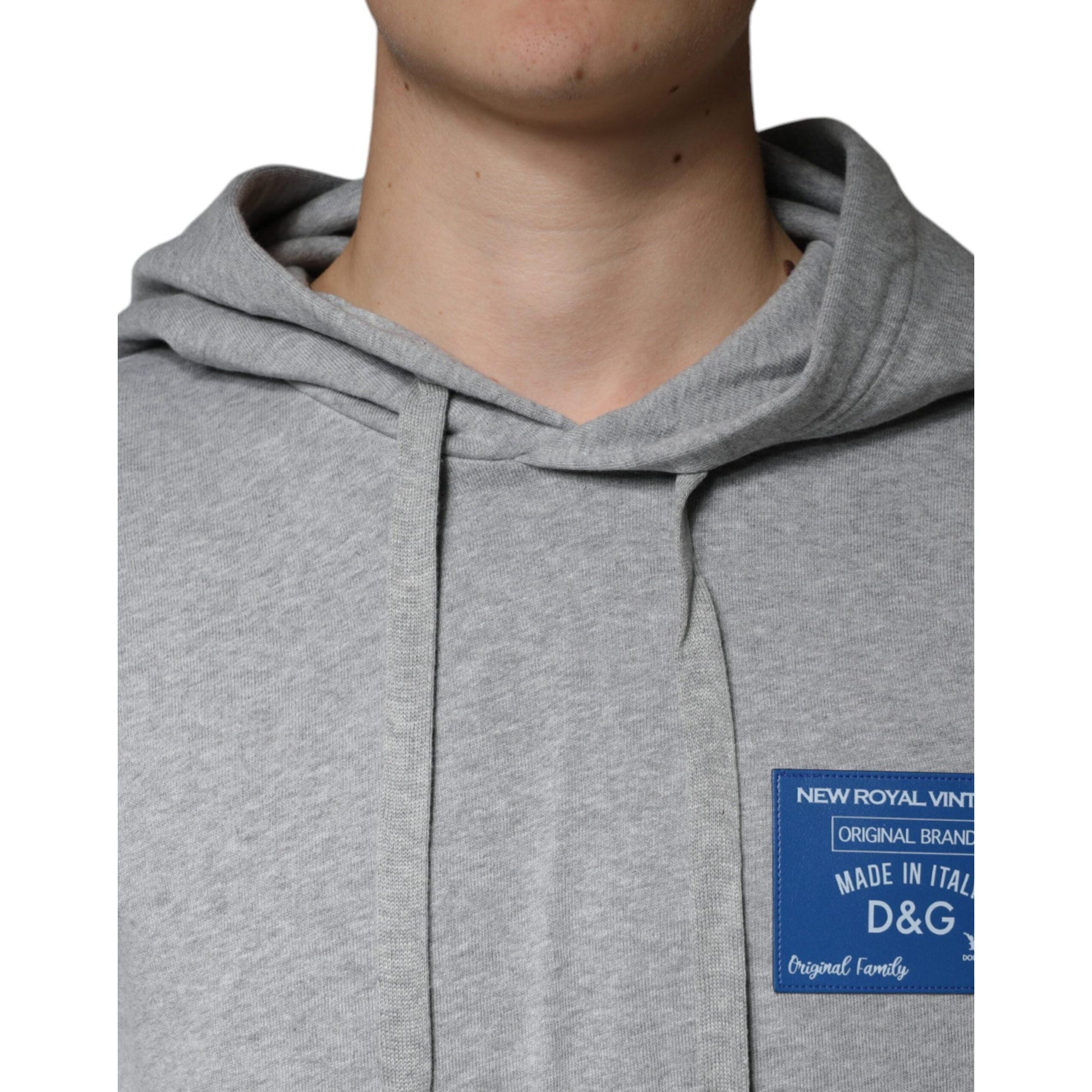 Dolce & Gabbana Gray Cotton Logo Hooded Sweatshirt Sweater