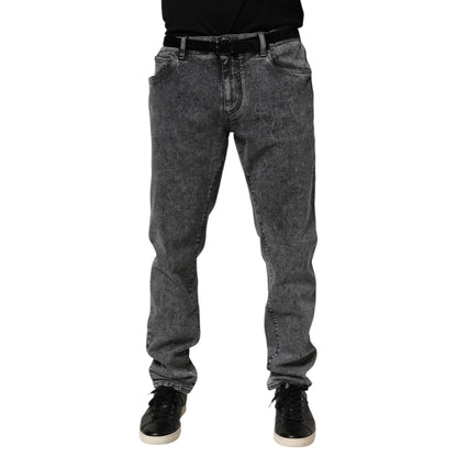 Dolce & Gabbana Gray Cotton Slim Fit Denim Trouser Jeans