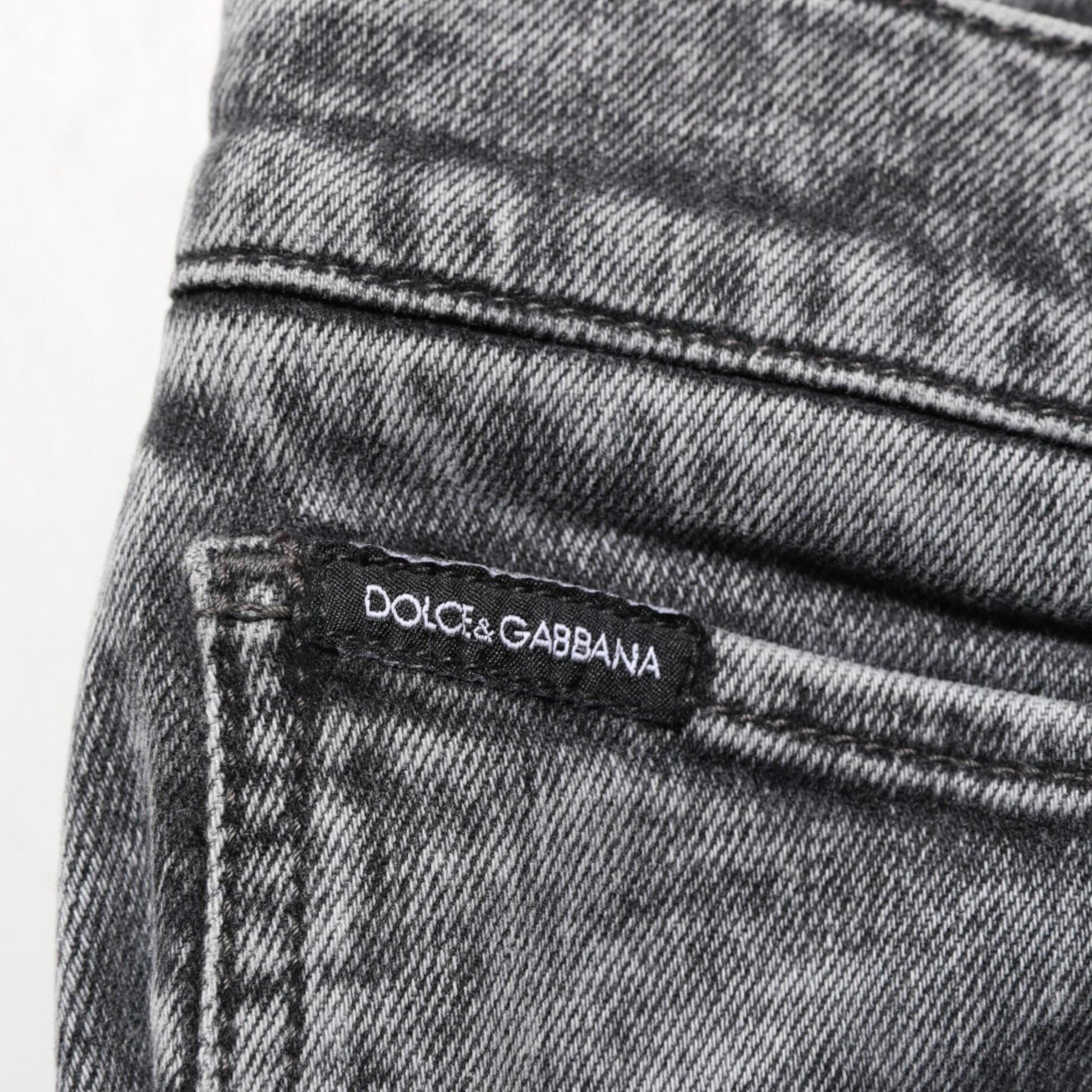 Dolce & Gabbana Gray Cotton Slim Fit Denim Trouser Jeans