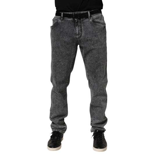 Dolce & Gabbana Gray Cotton Slim Fit Denim Trouser Jeans