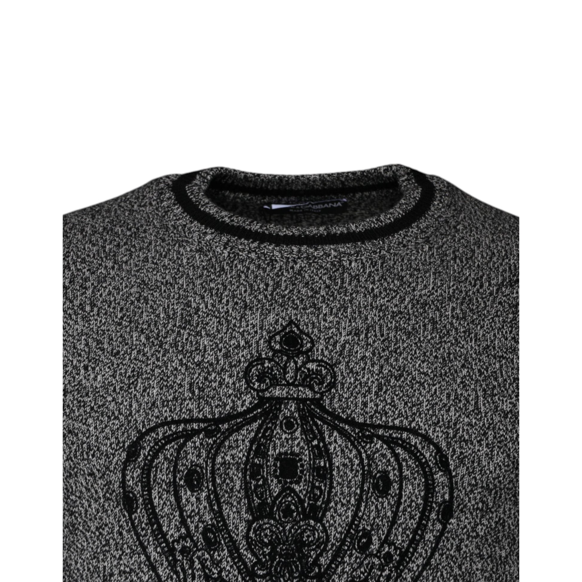 Dolce & Gabbana Gray Crown King Cashmere Pullover Sweater