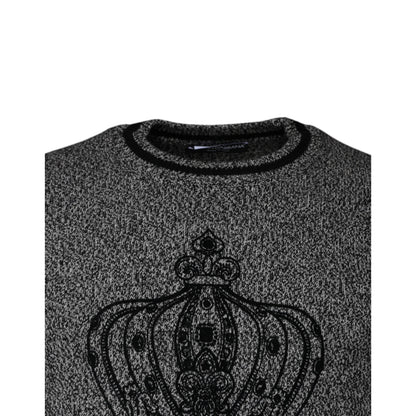 Dolce & Gabbana Gray Crown King Cashmere Pullover Sweater