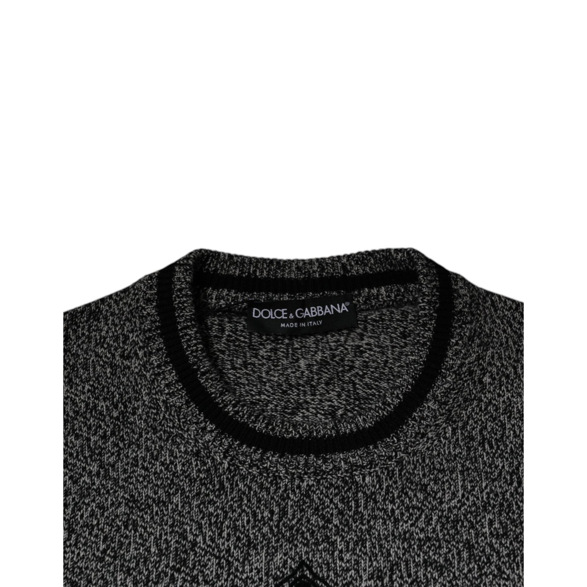 Dolce & Gabbana Gray Crown King Cashmere Pullover Sweater