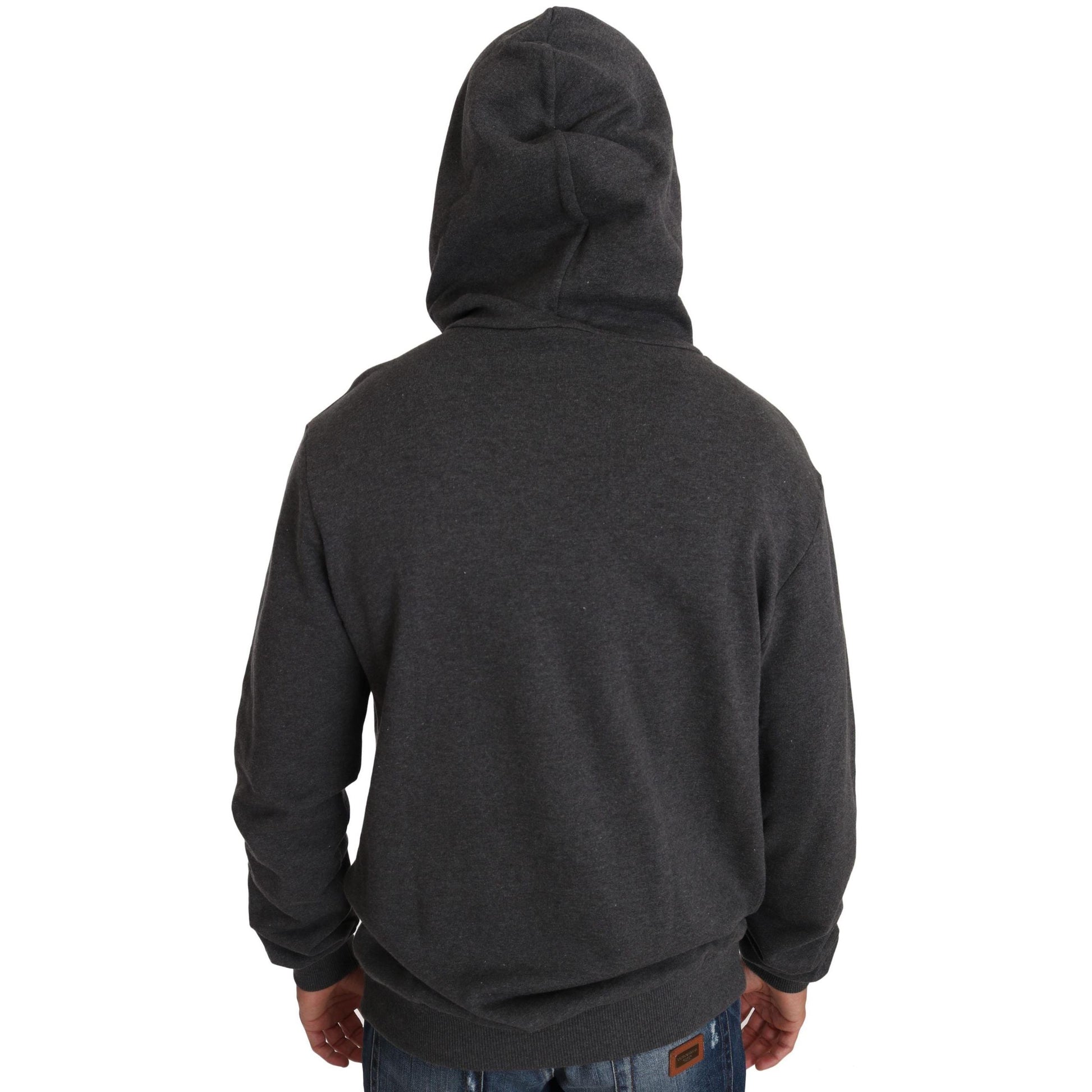Dolce & Gabbana Gray Hooded Red Crystal Heart Gun Sweater