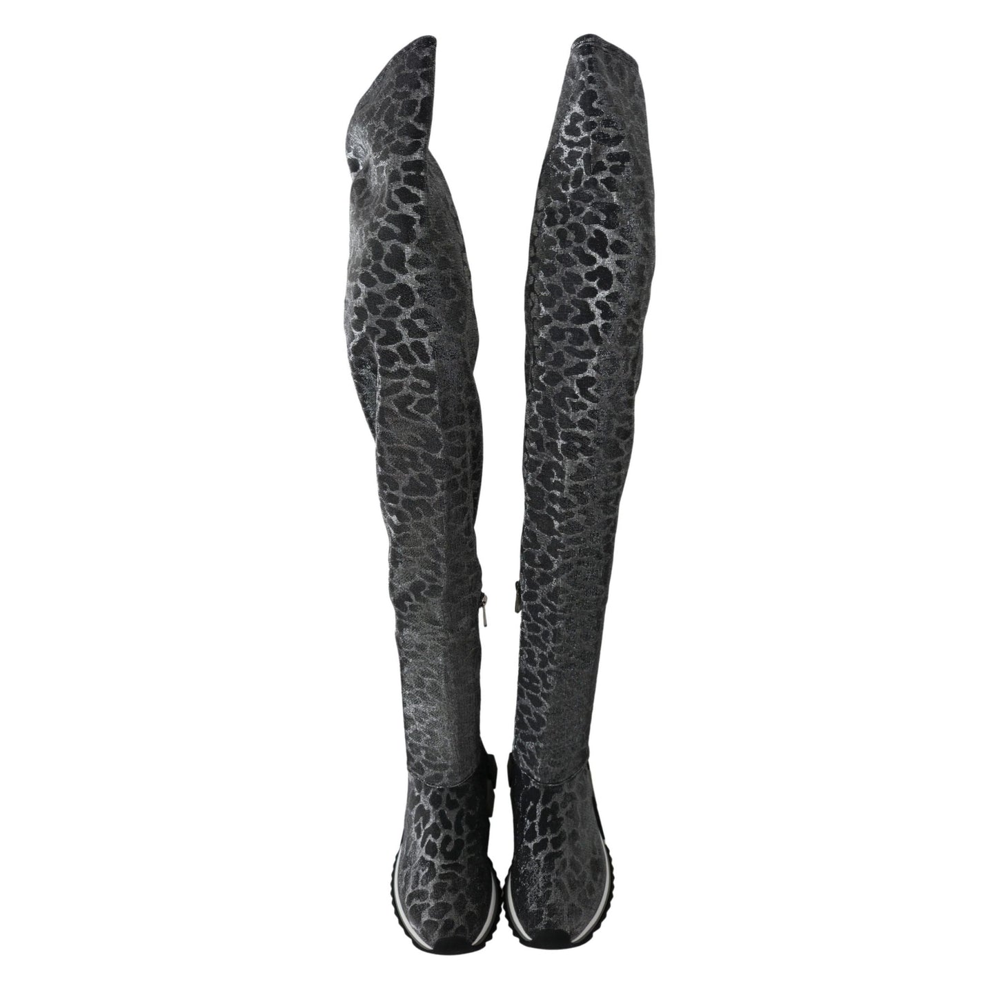 Dolce & Gabbana Gray Leopard High Top Sneakers Booties Shoes