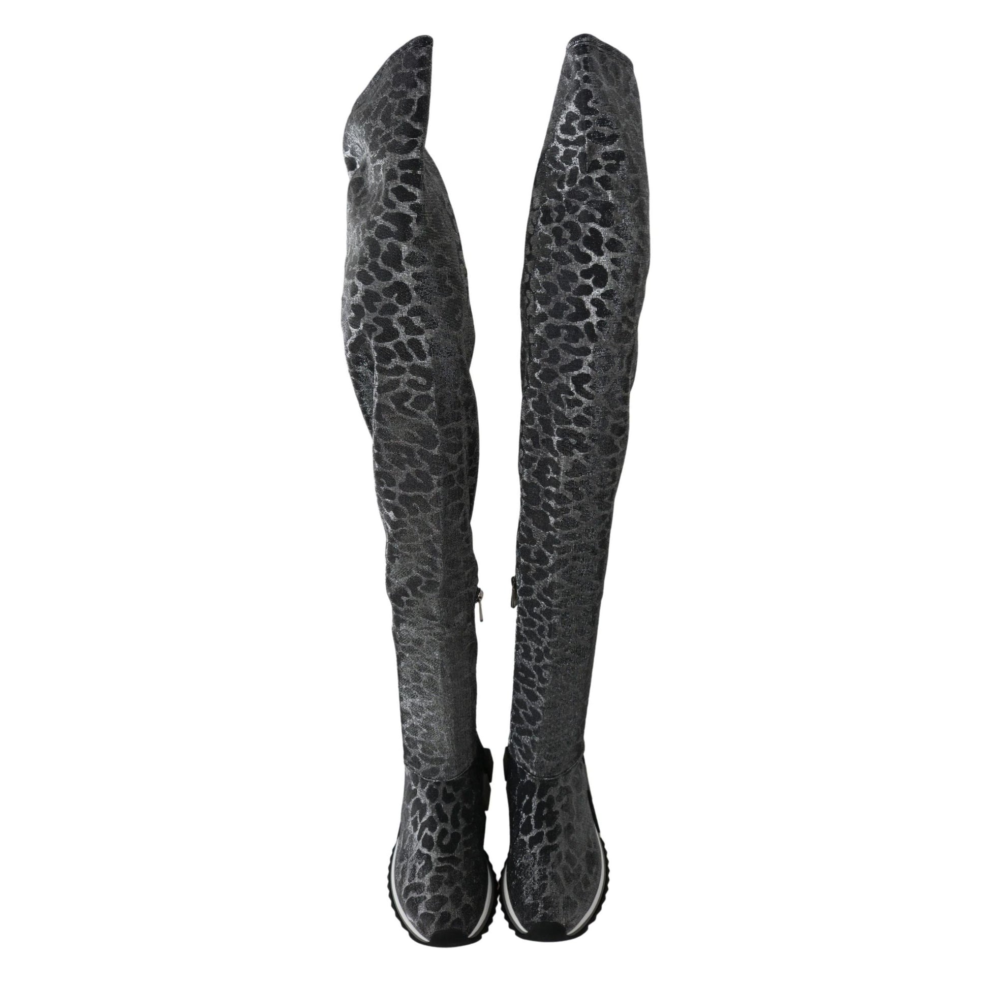 Dolce & Gabbana Gray Leopard High Top Sneakers Booties Shoes
