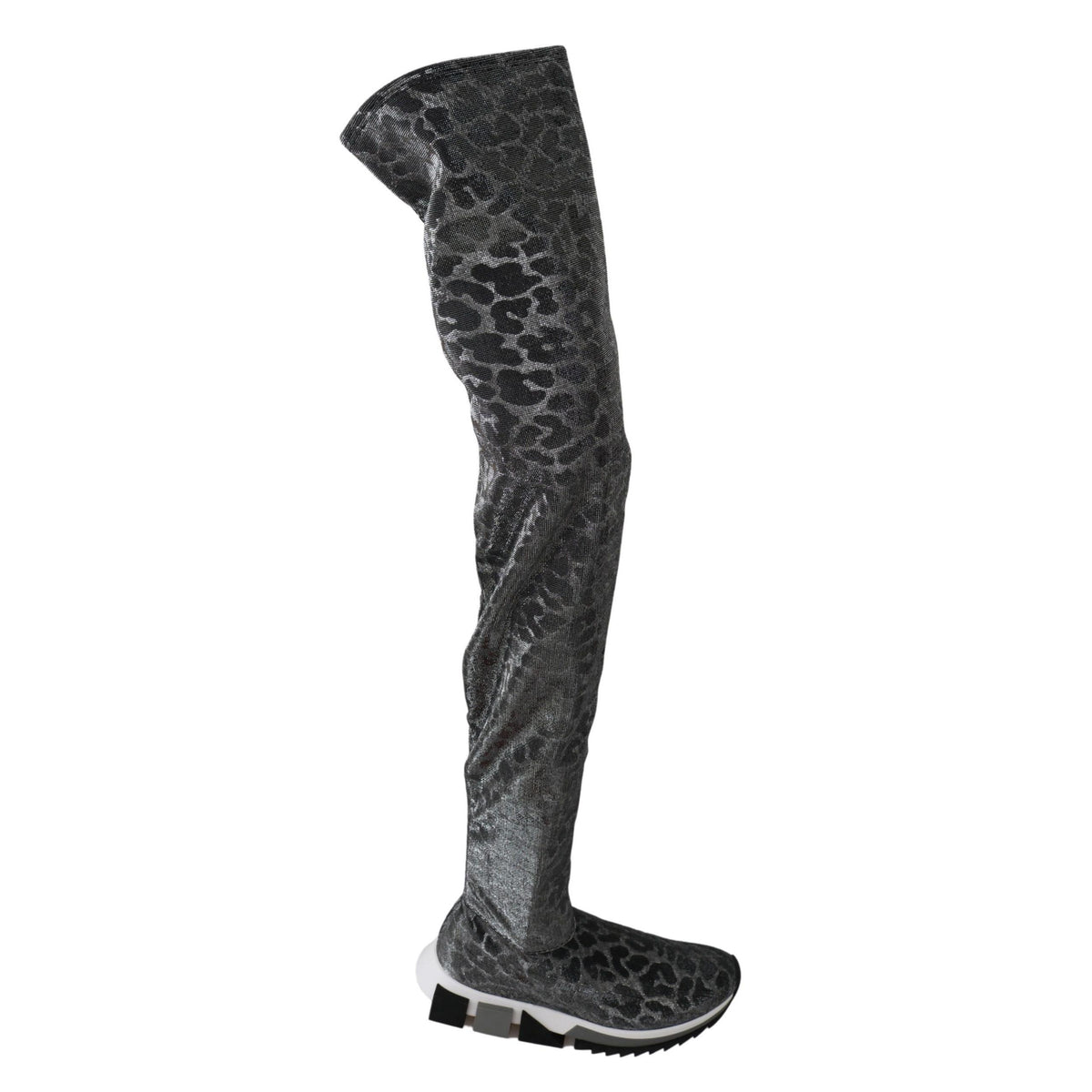 Dolce & Gabbana Gray Leopard High Top Sneakers Booties Shoes