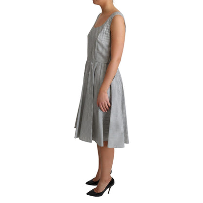 Dolce & Gabbana Gray Polka Dotted Cotton A-Line Dress