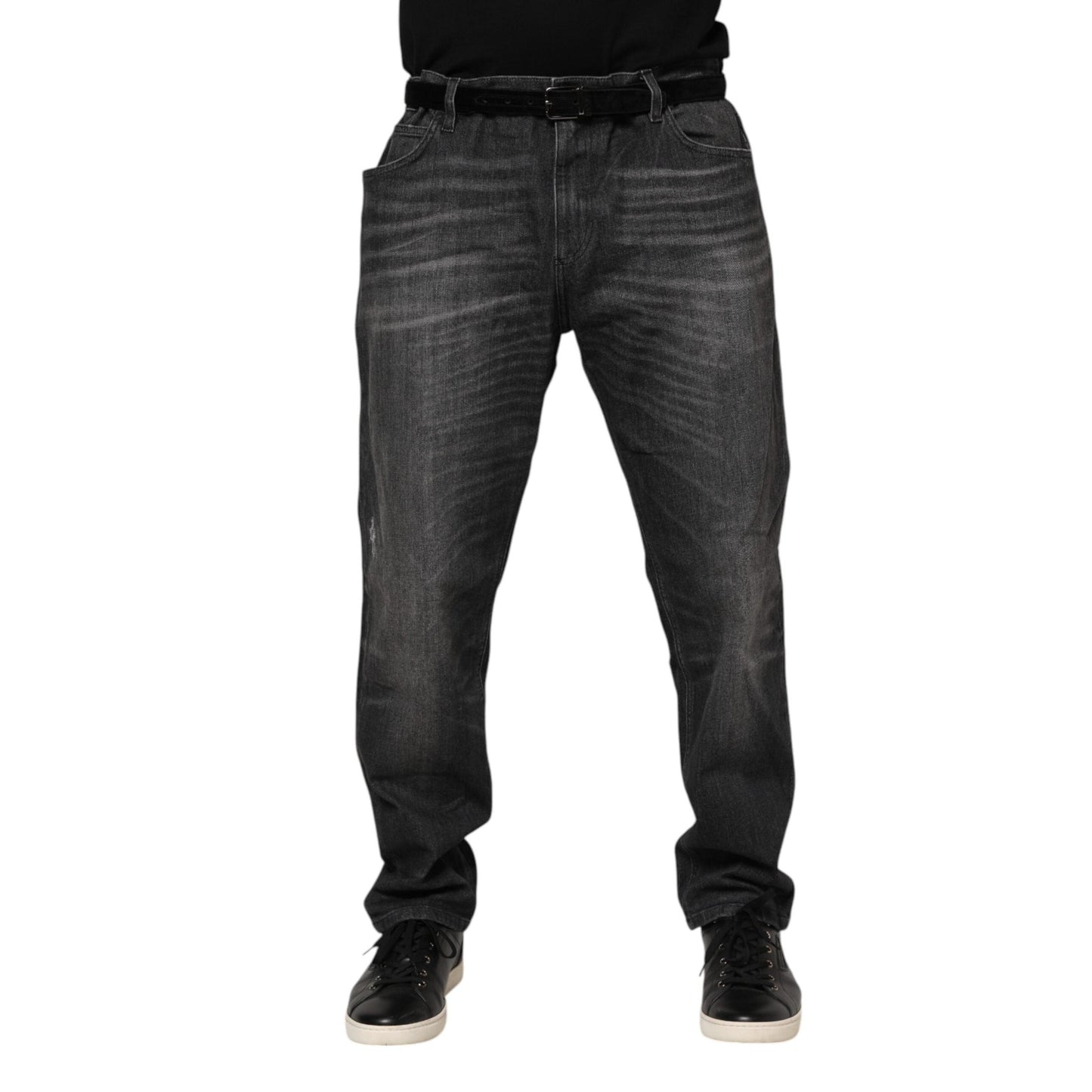 Dolce & Gabbana Gray Washed Cotton Loose Denim Jeans