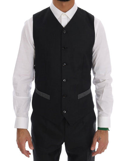 Dolce & Gabbana Gray Wool Double Breasted 3 Piece Suit