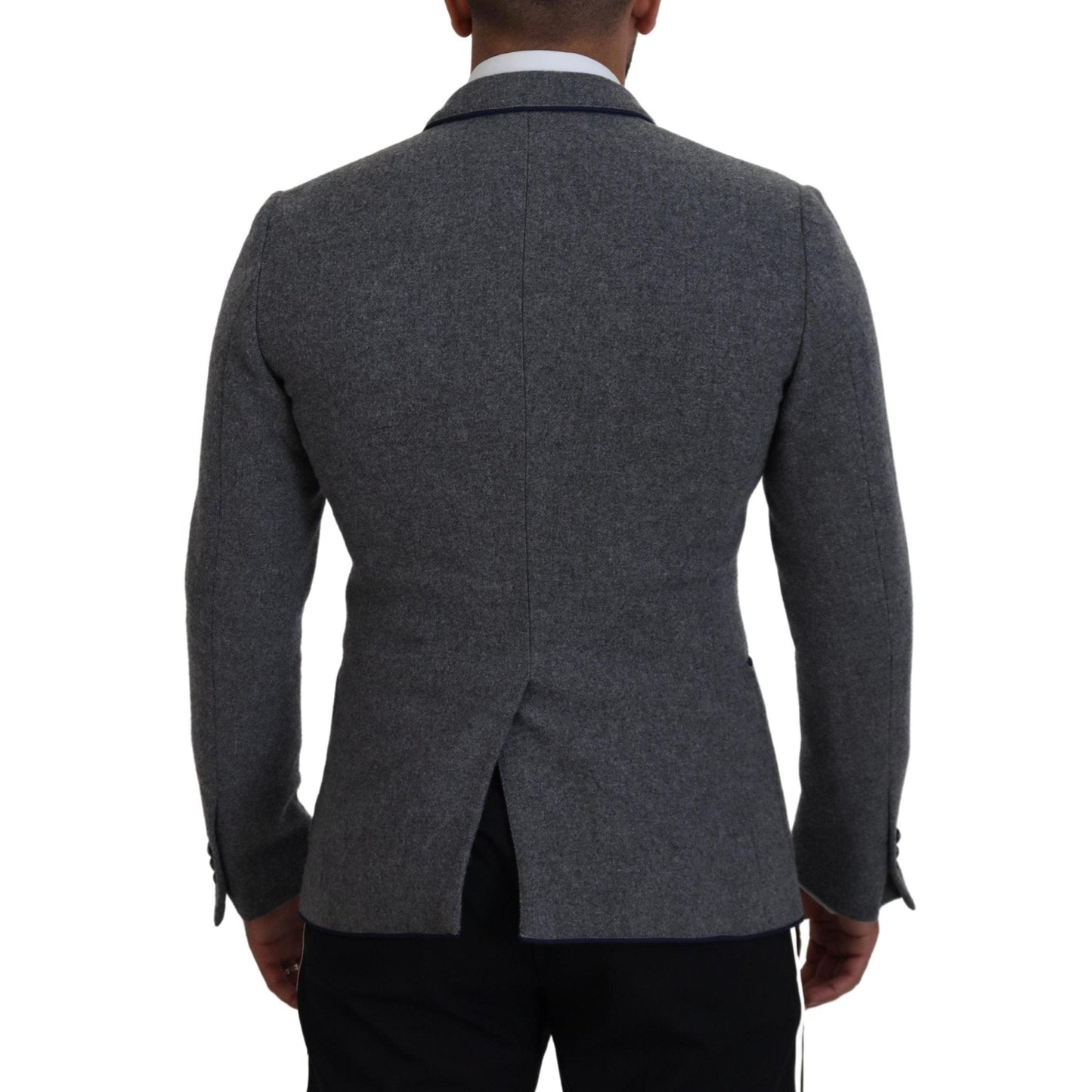 Dolce & Gabbana Gray Wool Roses Slim Fit Jacket Blazer