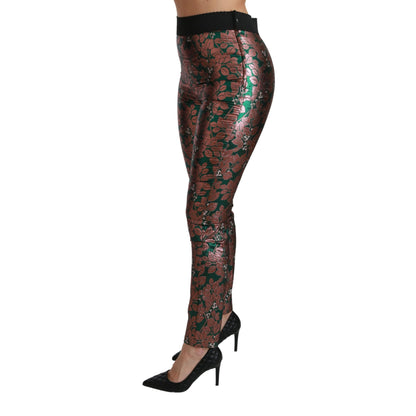 Dolce & Gabbana Green Bronze Leaf Tights Skinny Pants