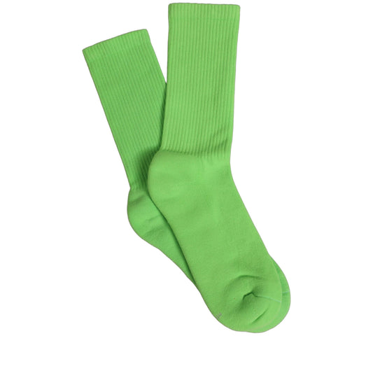 Dolce & Gabbana Green Cotton Ribbed Mid Calf Women Accessory Socks