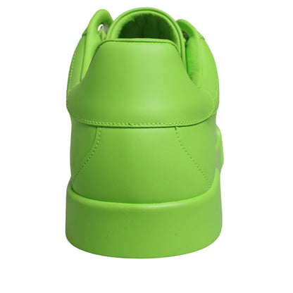 Dolce & Gabbana Green Leather Portofino Low Top Sneakers Shoes